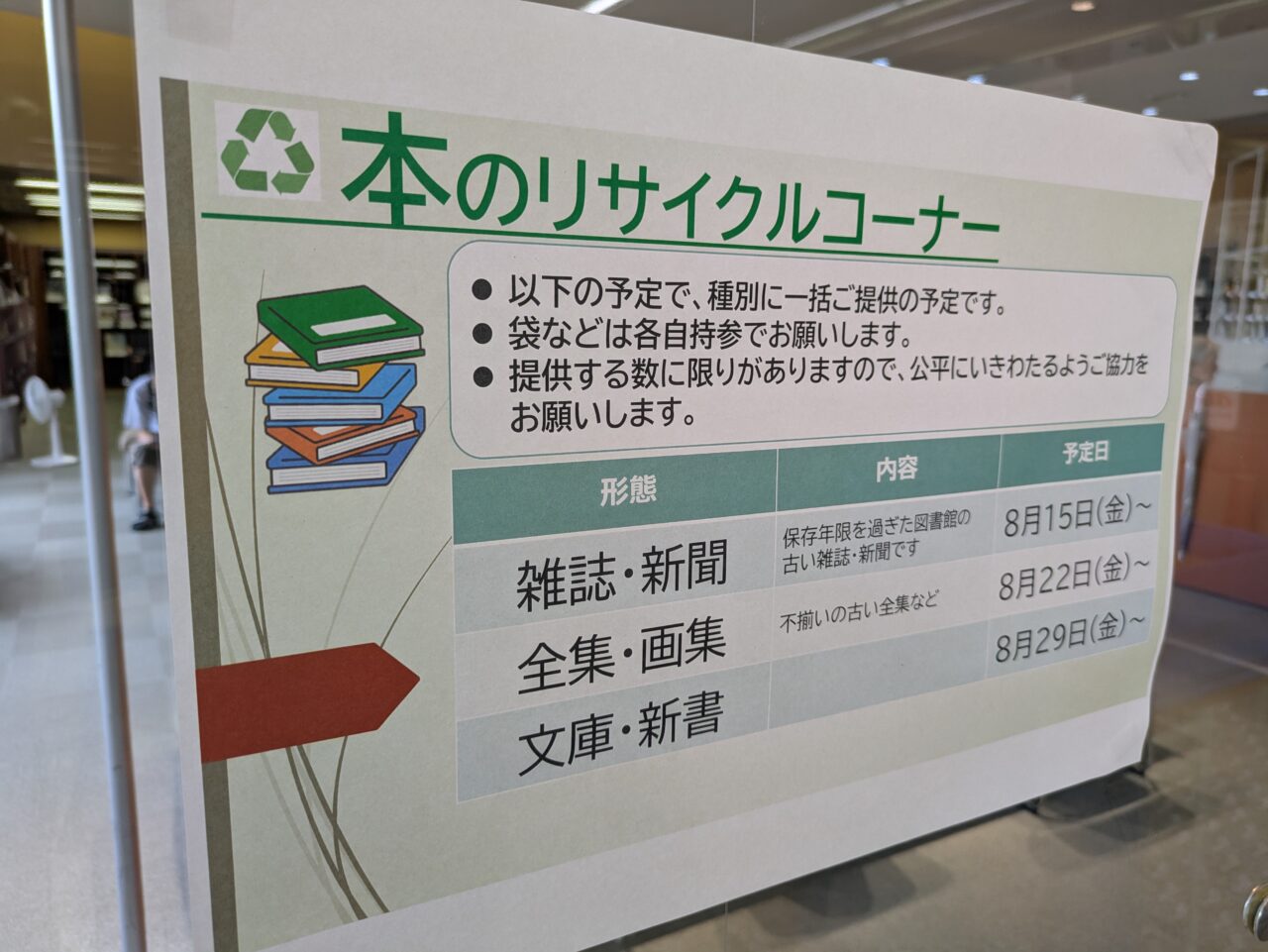 市川市中央図書館のリサイクルコーナーのスケジュール
