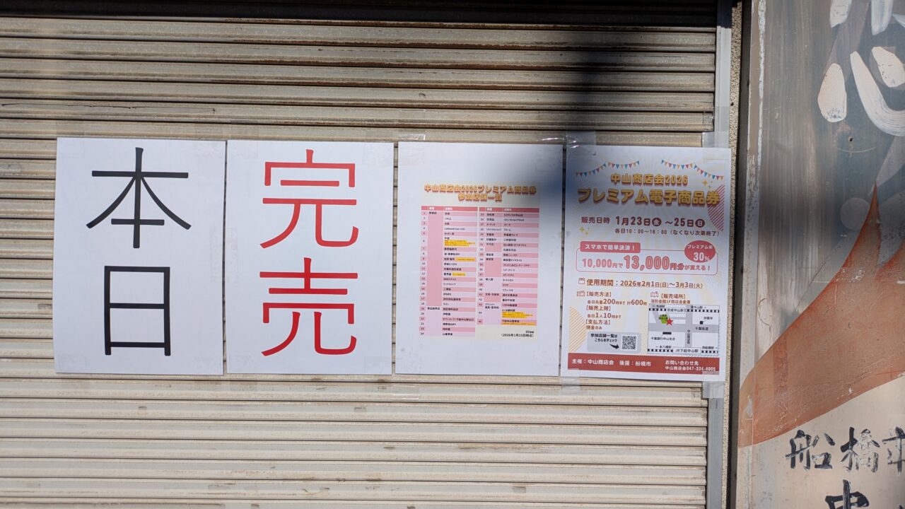 プレミアム商品券の完売のお知らせ