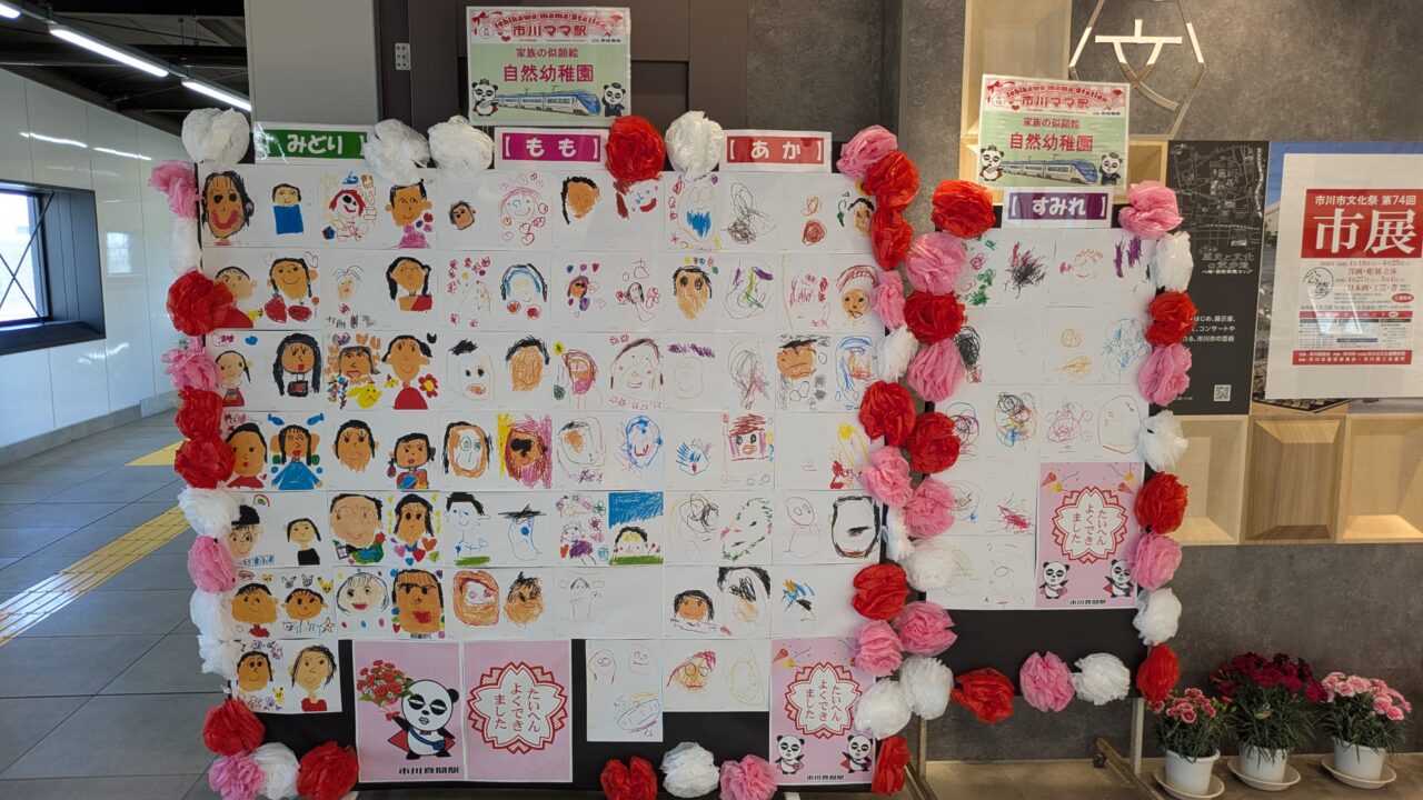 市川真間駅の子どもの似顔絵