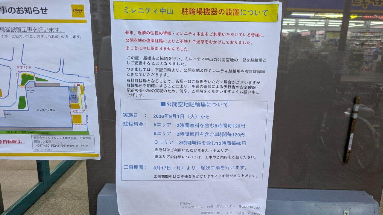 ミレニティ中山の駐輪場工事