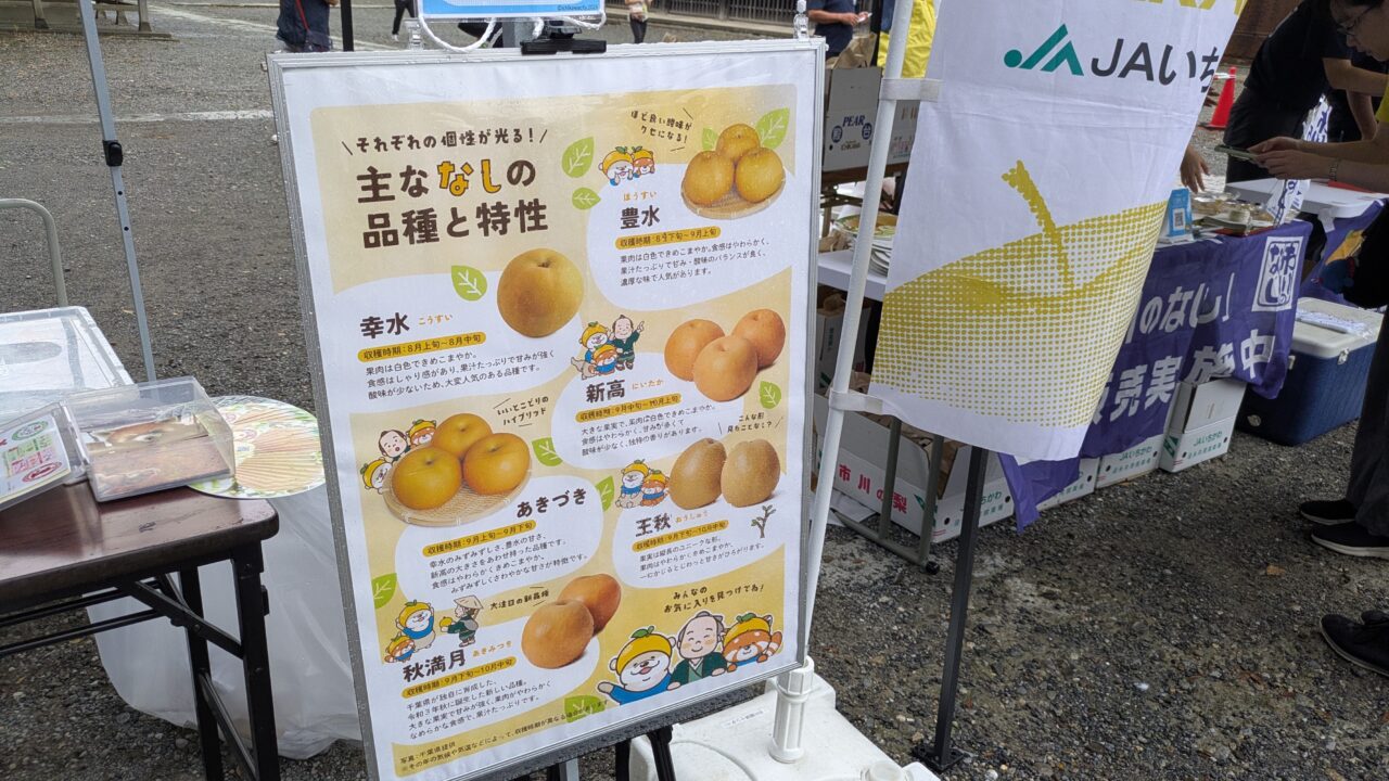 市川の梨フェアの梨の種類
