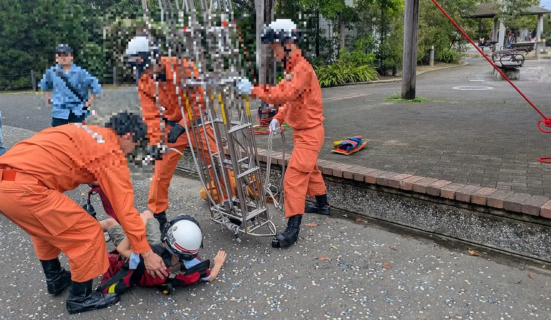 いちかわ防災フェスの消防隊の実演