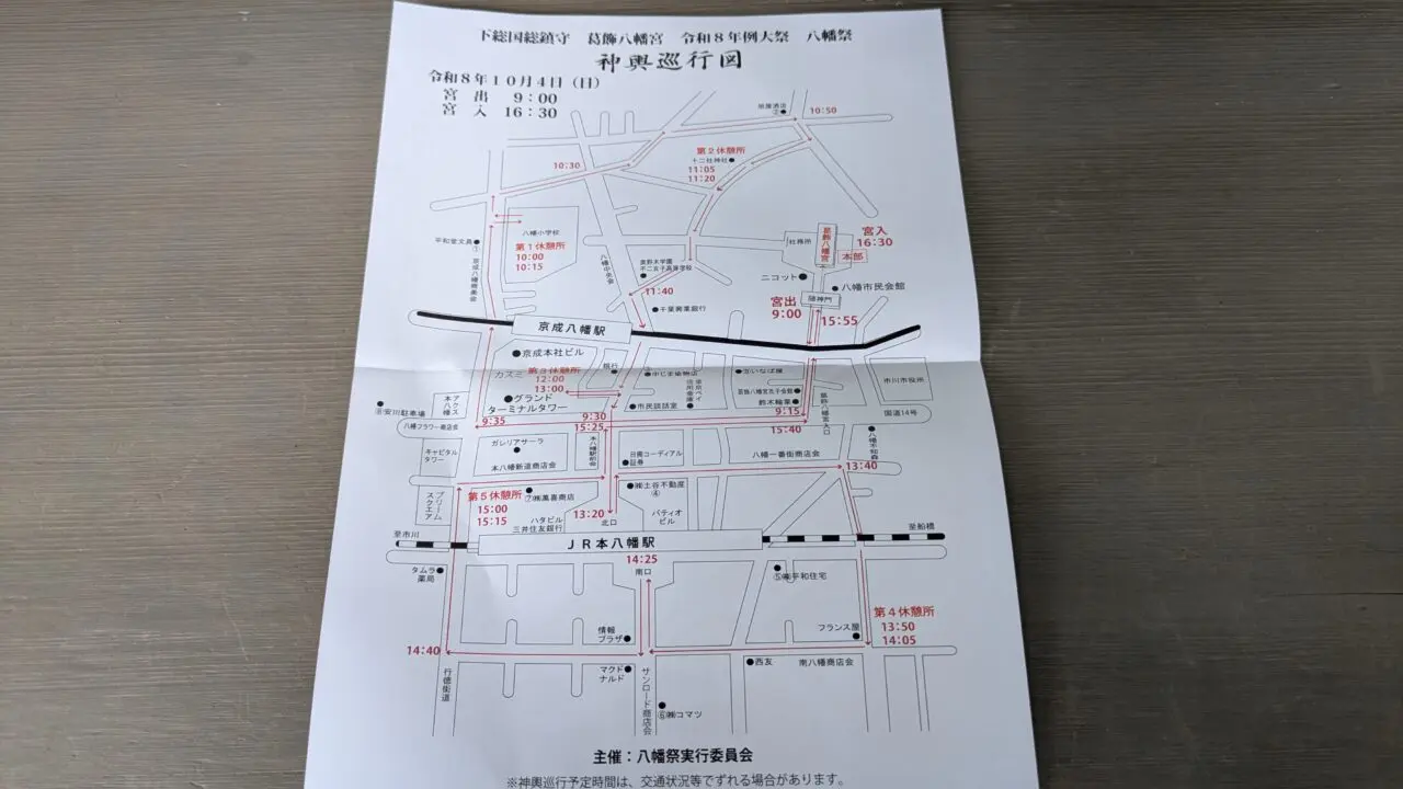 八幡祭の行脚ルート